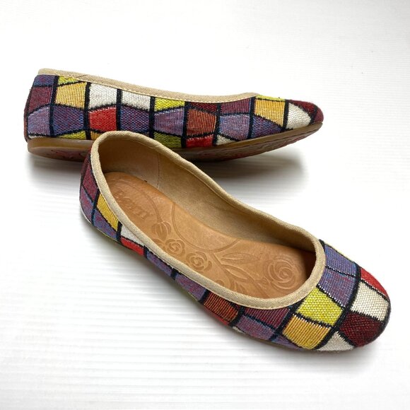 size 7 womens Born Abbee mosaic multicolored ballet flats woven fabric colorful - Picture 5 of 9